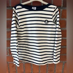 Petit Bateau Navy and White Striped Top